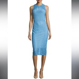 Diane Von Furstenberg Vibrant Sky Blue Midi Sheath Dress